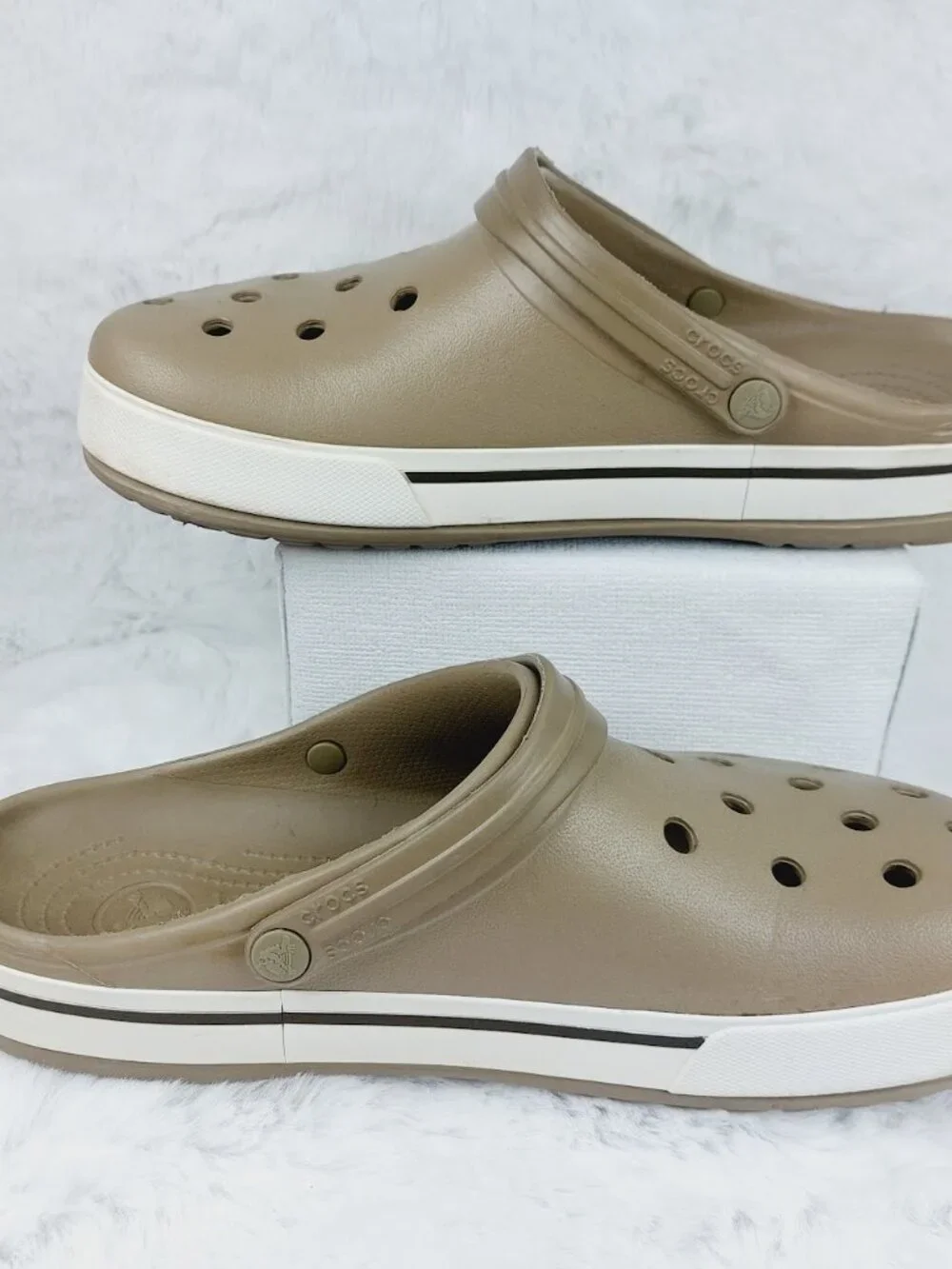 Crocs Men's Khaki Brown Classic Crocband Slip-On Casual Clogs Size US 12